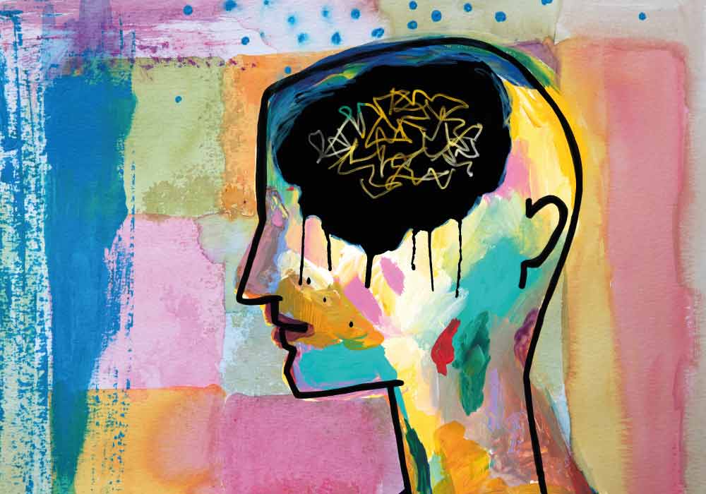ambiciones profesionales dibujo acuarela cabeza colores cerebro negro inaccion ansiedad