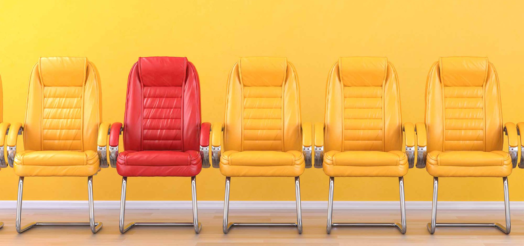 sillas amarillas asiento rojo oficinas inclusiva diferente