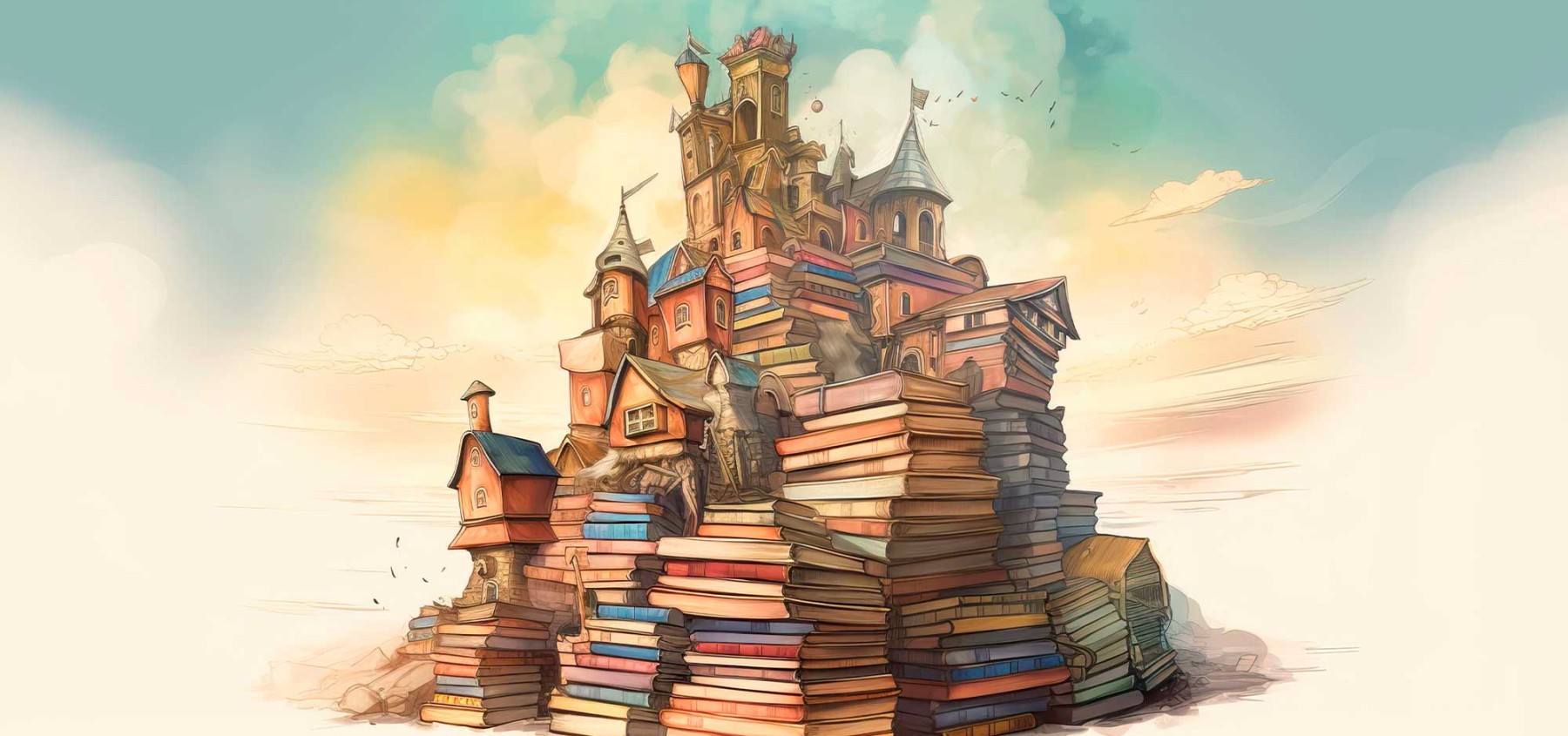 castillo sobre gran montaña de libros para representar los tipos de curiosidad